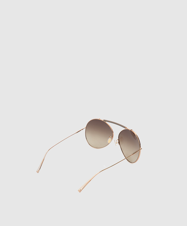 Max Mara Золотистые солнцезащитные очки с двойным мостом EVE изображение 4