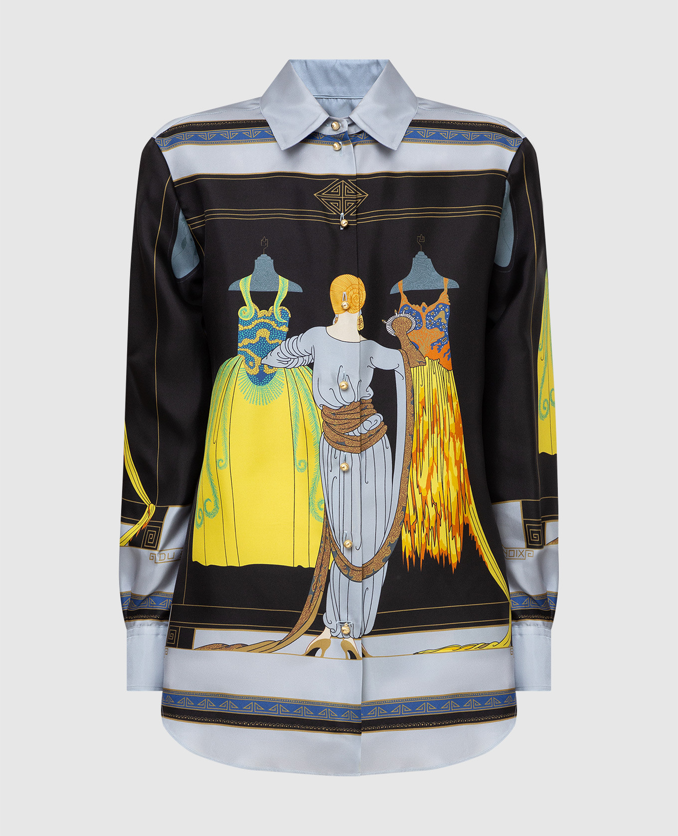 

Шелковая блуза с принтом Lanvin, Голубой, Рубашки и блузы