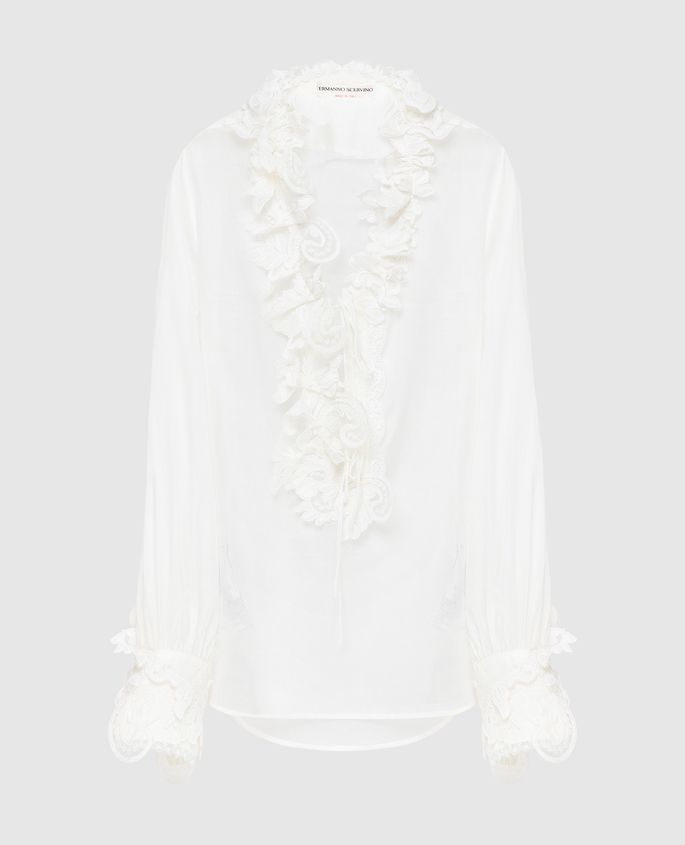 

Блуза с ажурной аппликацией Ermanno Scervino, Белый, Рубашки и блузы