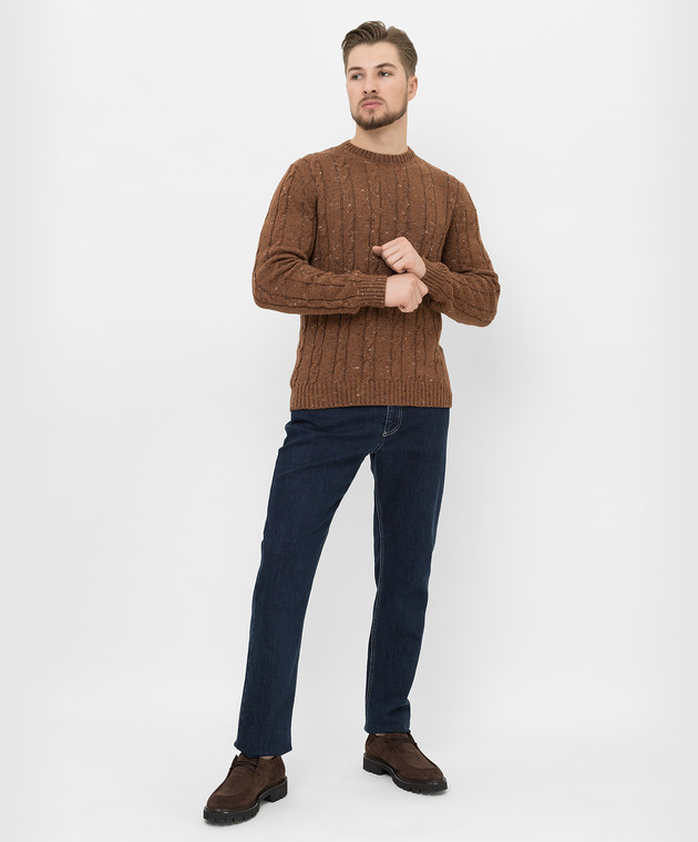 Florentino Светло-коричневый свитер в узор 221407120606 изображение 2