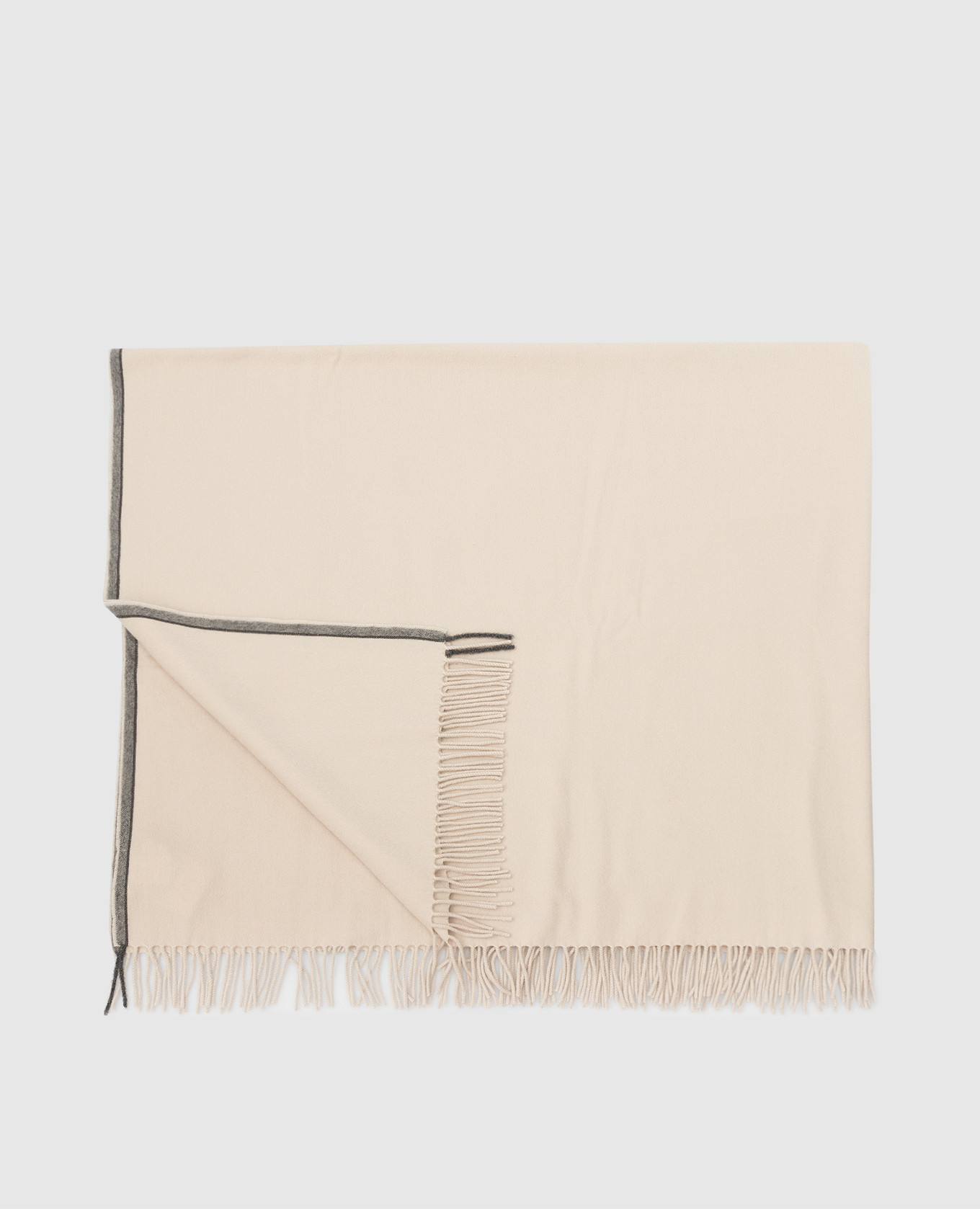 

Плед из кашемира с бахромой, Светло-бежевый, Аксессуары для дома