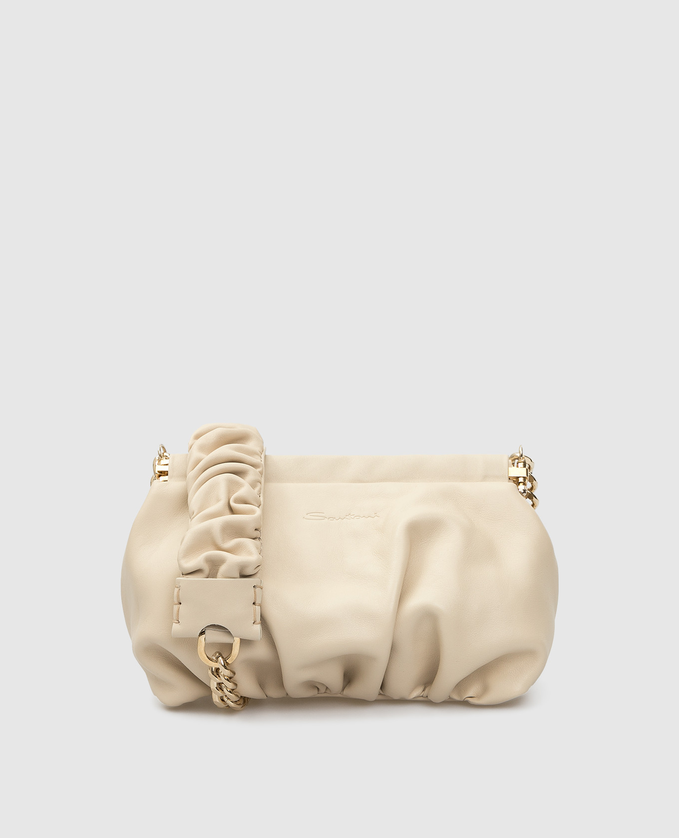 

Светло-бежевая кожаная сумка Santoni, Светло-бежевый, Сумки