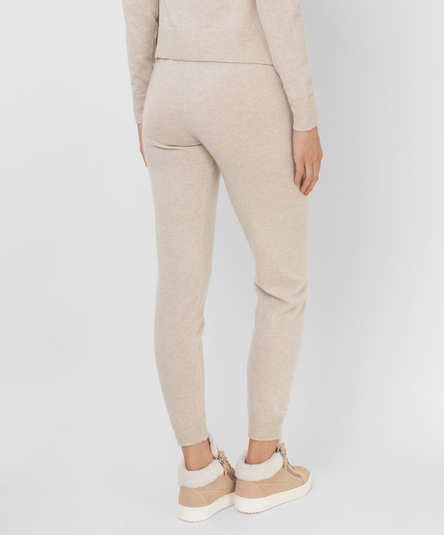 Be Florence Light Beige Patterned Cashmere Joggers F2112 image 4
