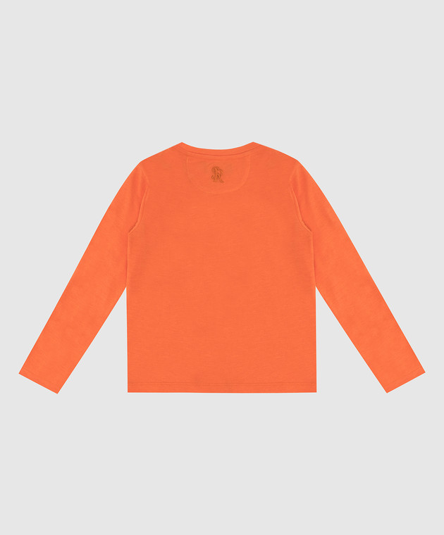 Stefano Ricci Детский оранжевый лонгслив с вышивкой эмблемы YNH7200091803 изображение 2