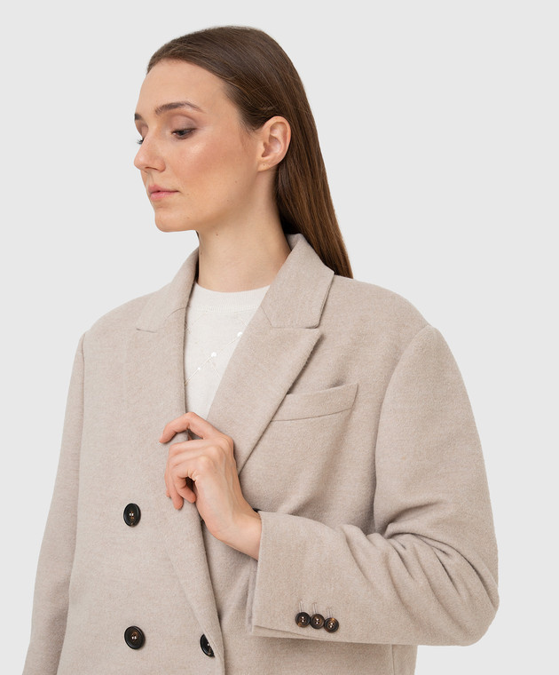 Brunello Cucinelli Двубортное пальто из шерсти и кашемира с цепочками ME4179732 изображение 5