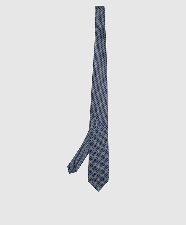 Stefano Ricci Темно-синий шелковый галстук в узор паттерн CXDD41071 изображение 3