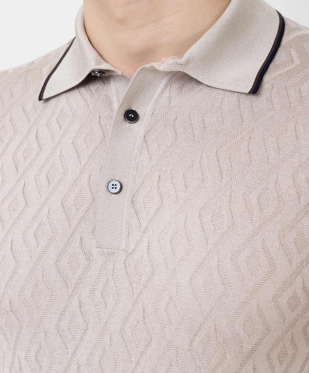 Bertolo Cashmere Светло-бежевое поло из шелка 902113001971 изображение 5