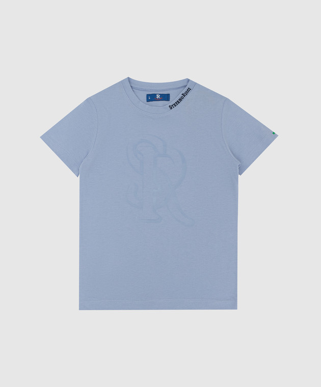Stefano Ricci Детская голубая футболка с эмблемой YNH9200200803