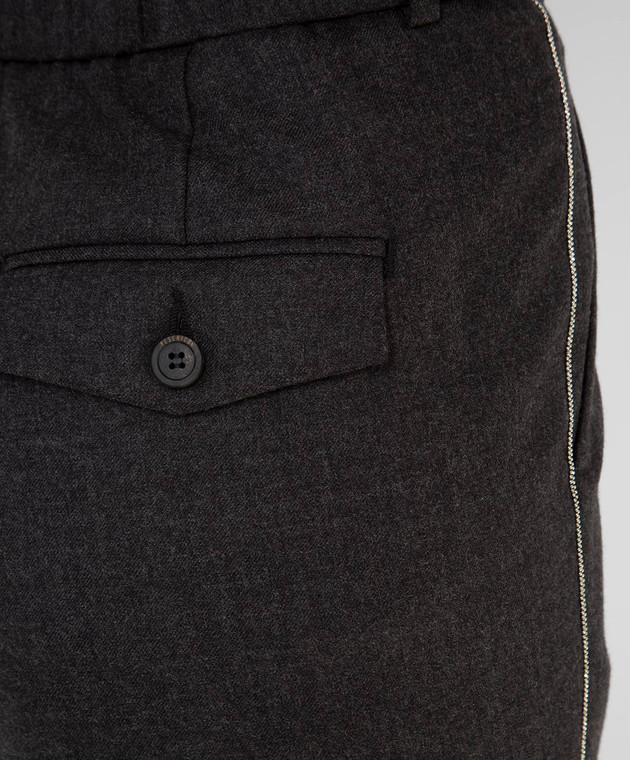 Peserico Темно-серые брюки из  шерсти с цепочками P0492605777 изображение 5