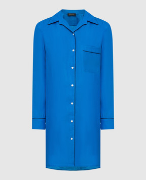 Loro Piana Синяя льняная рубашка для сна FAL1537