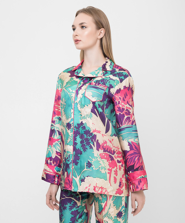 Red Valentino Шелковая рубашка в принт Emerald Forest XR3ABI206A1 изображение 3