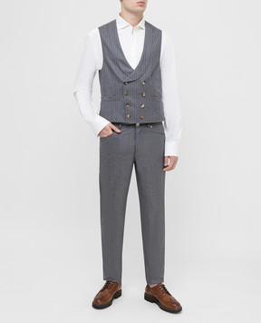 Brunello Cucinelli Сірий жилет з вовни в смужку ML4211994