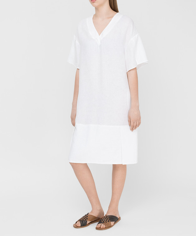 Peserico Белое платье из льна S0237806863 изображение 3