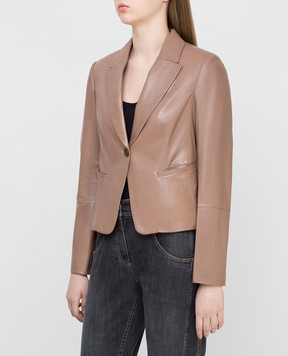 Brunello Cucinelli Бежевая кожаная куртка MPBIS8859