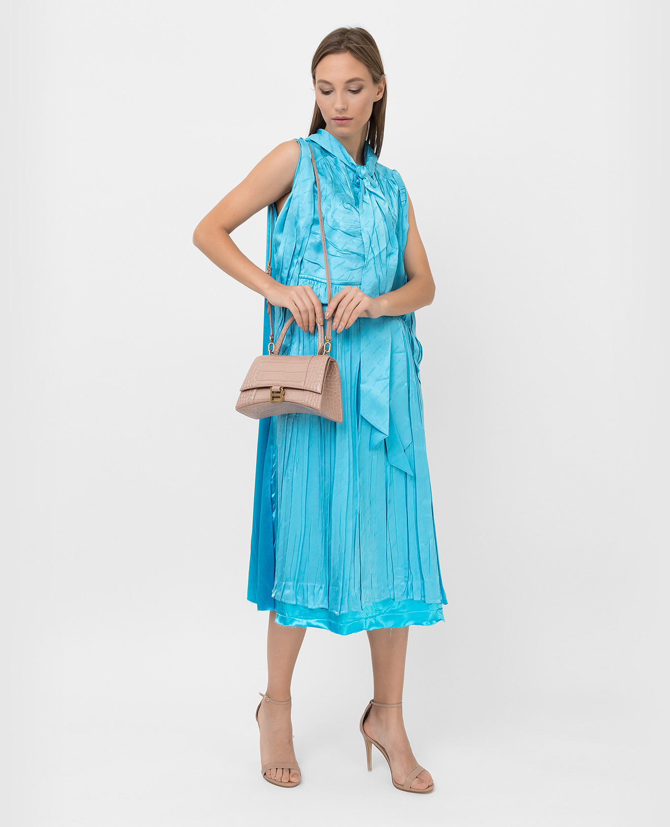 Balenciaga Шелковое платье в монохромный узор 663023TKN02 изображение 2