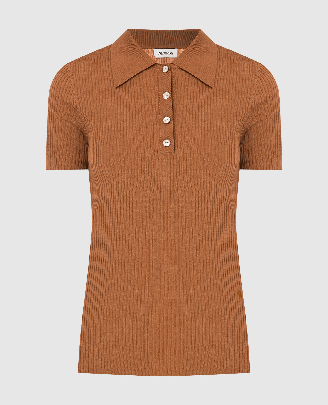 

Поло Hatti в рубчик из шерсти мериноса, Светло-коричневый, Футболки