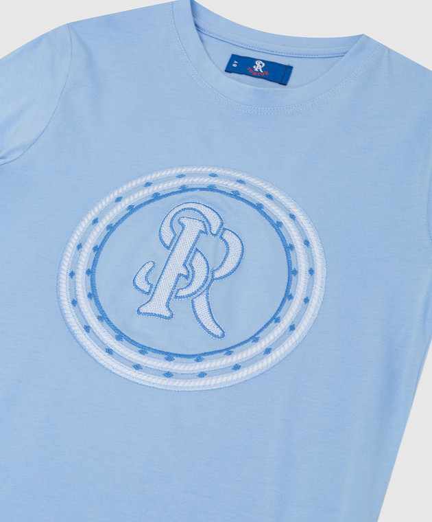 Stefano Ricci Детская голубая футболка с эмблемой YNH9200520803 изображение 3