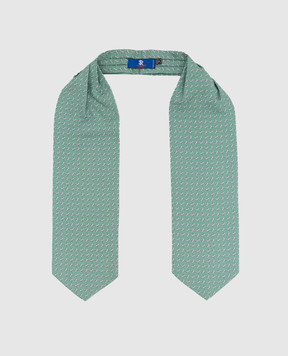 Stefano Ricci Детский зеленый шелковый галстук аскот в узор YASNG300
