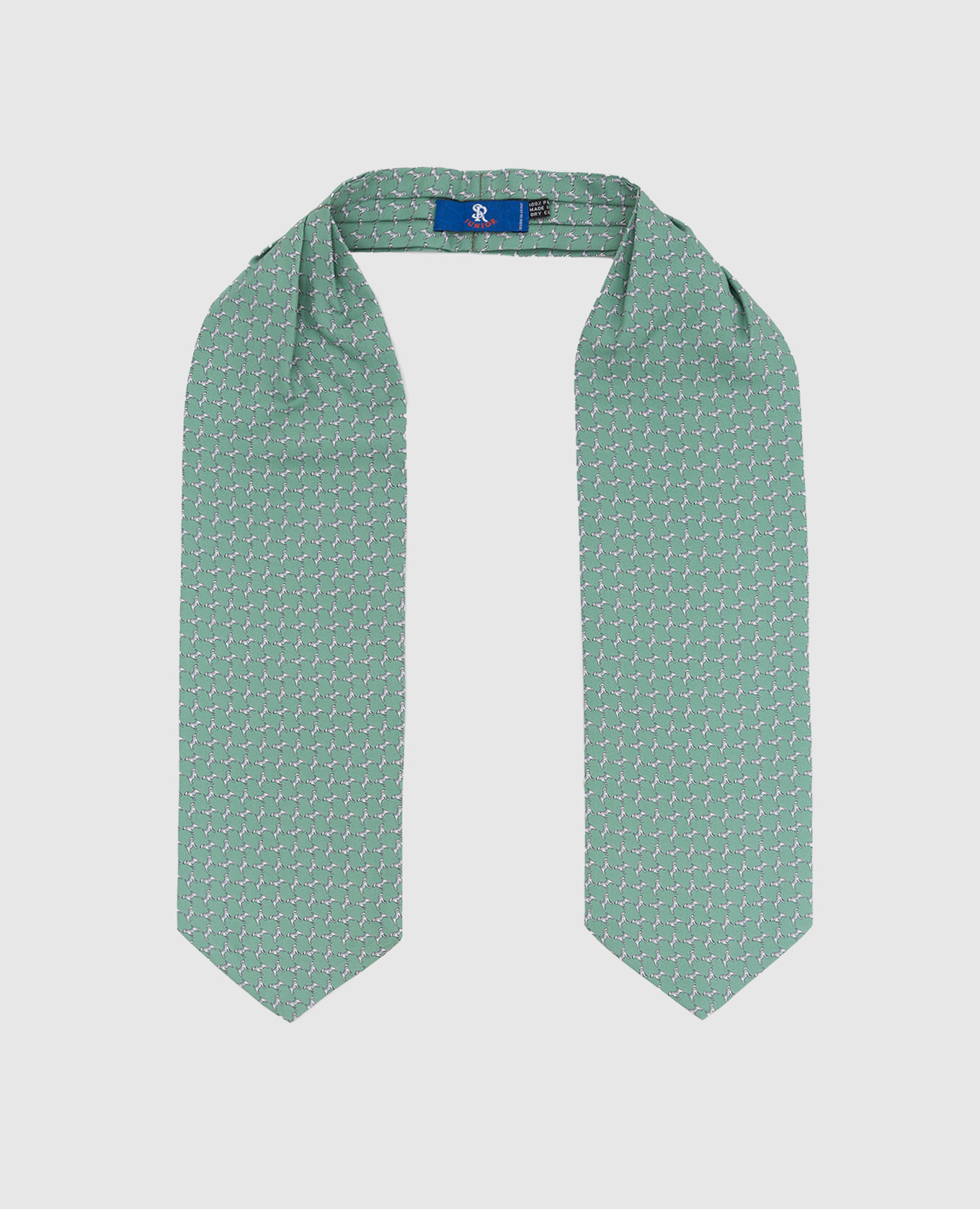Детский зеленый шелковый галстук аскот в узор