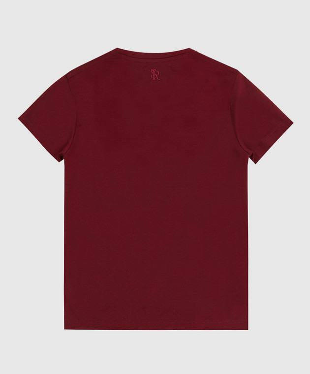Stefano Ricci Детская бордовая футболка с вышивкой монограммы YNH0300310803 изображение 2