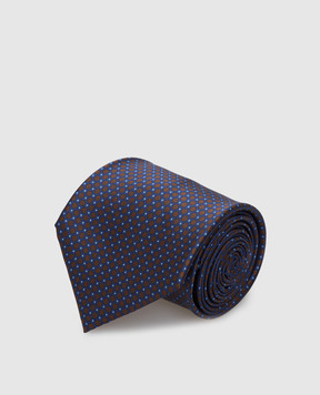 Stefano Ricci Темно-синий шелковый галстук в горох CXDD41075