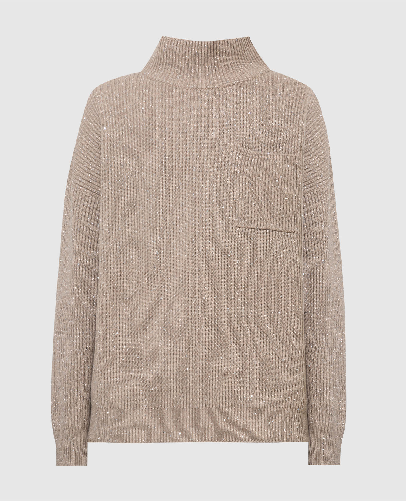 

Бежевый свитер из кашемира и шерсти в пайетках, Свитера