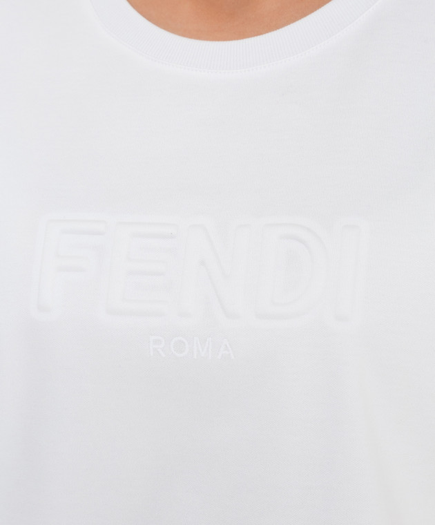 Fendi Белая футболка с фактурным логотипом FS7389AHLS изображение 5