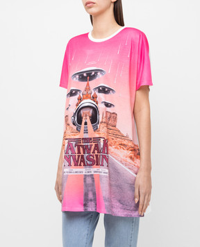 Twinset Подовжена футболка oversize з принтом і кристалами 211MT219A