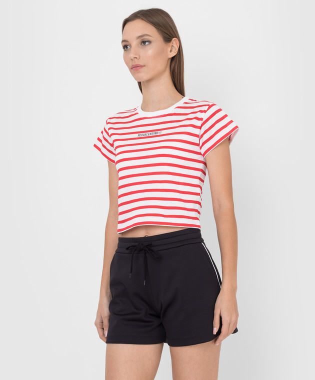 Red Valentino Красная футболка в полоску с логотипом XR3MG13F6D9 изображение 3