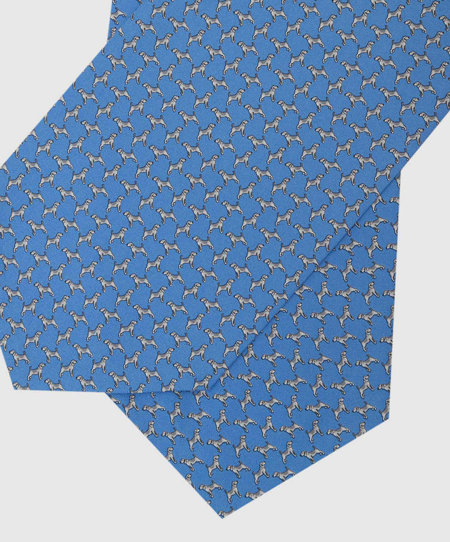 Stefano Ricci Детский светло-синий шелковый галстук аскот в узор YASNG300 изображение 2