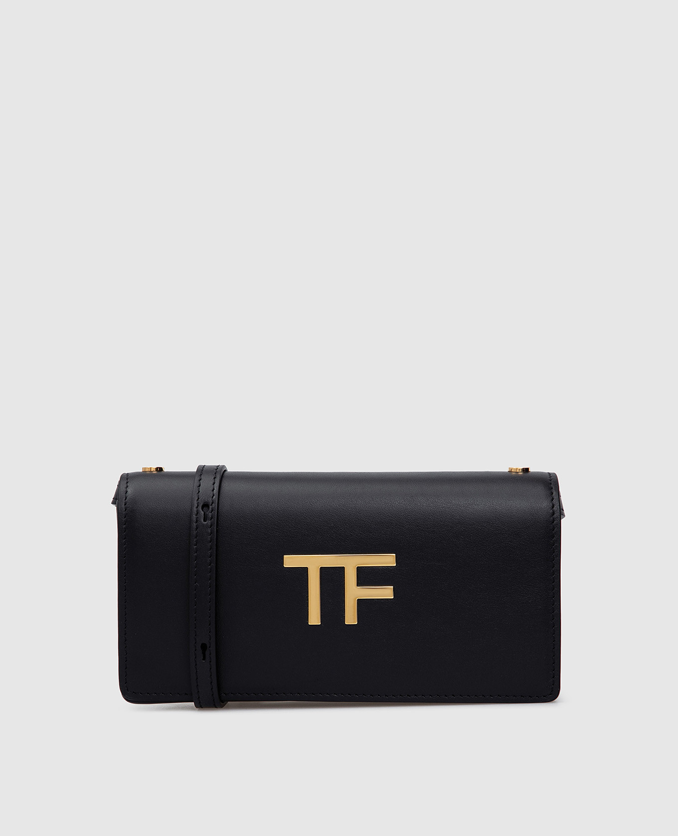 

Черная кожаная сумка "Palmellato" с логотипом Tom Ford, Черный, Сумки