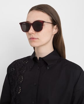 Bottega Veneta Бордові сонцезахисні окуляри з елементами Intrecciato BV0132S30001672