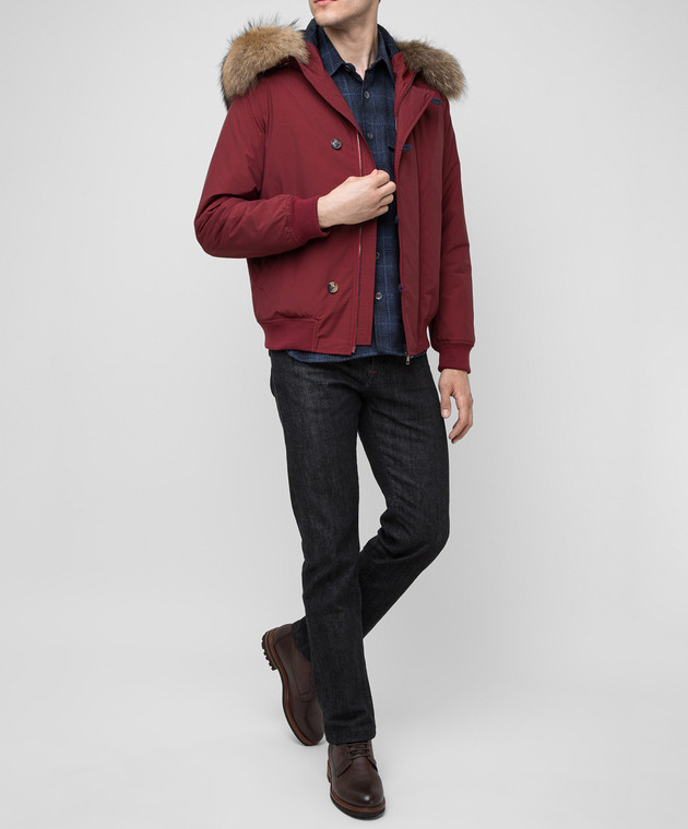 ISAIA Бордовая куртка с мехом SW709082660 изображение 2
