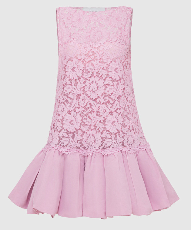 Valentino Розовое платье из кружева без рукавов TB3VALL64H2