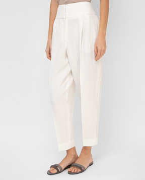 Fabiana Filippi Светло-бежевые брюки из льна PAD271B799