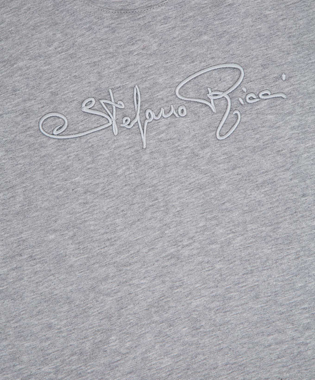 Stefano Ricci Детская серая футболка с вышивкой логотипа YNH0200240803 изображение 3