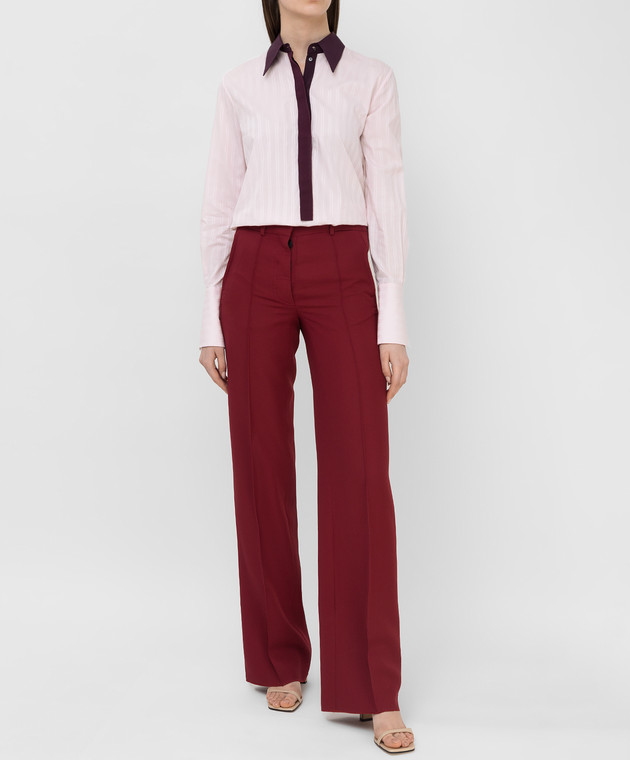 Victoria Beckham Бордовые брюки из шерсти TRWID2500D изображение 2