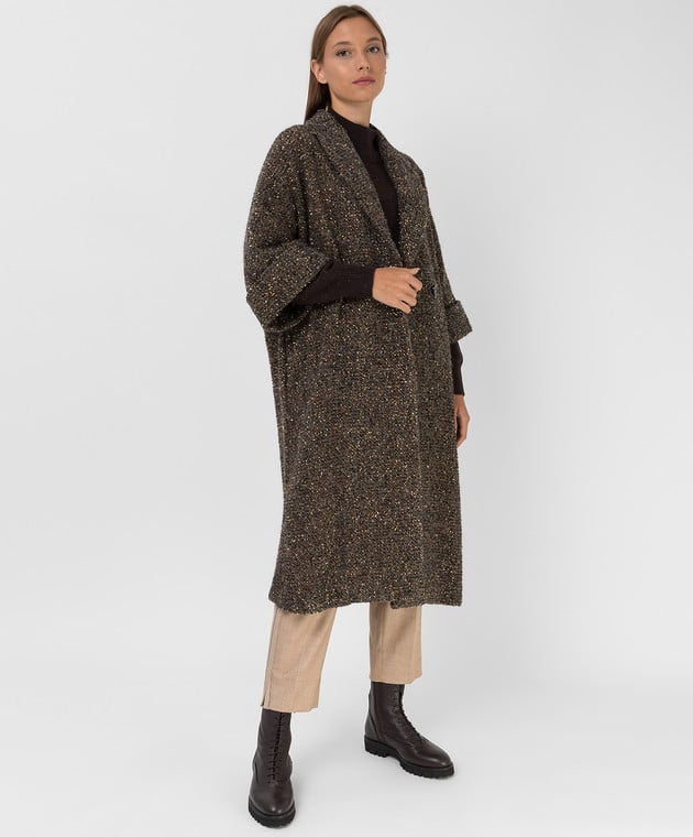 Peserico Двубортное пальто из шерсти с люрексом S20051A05490 изображение 2