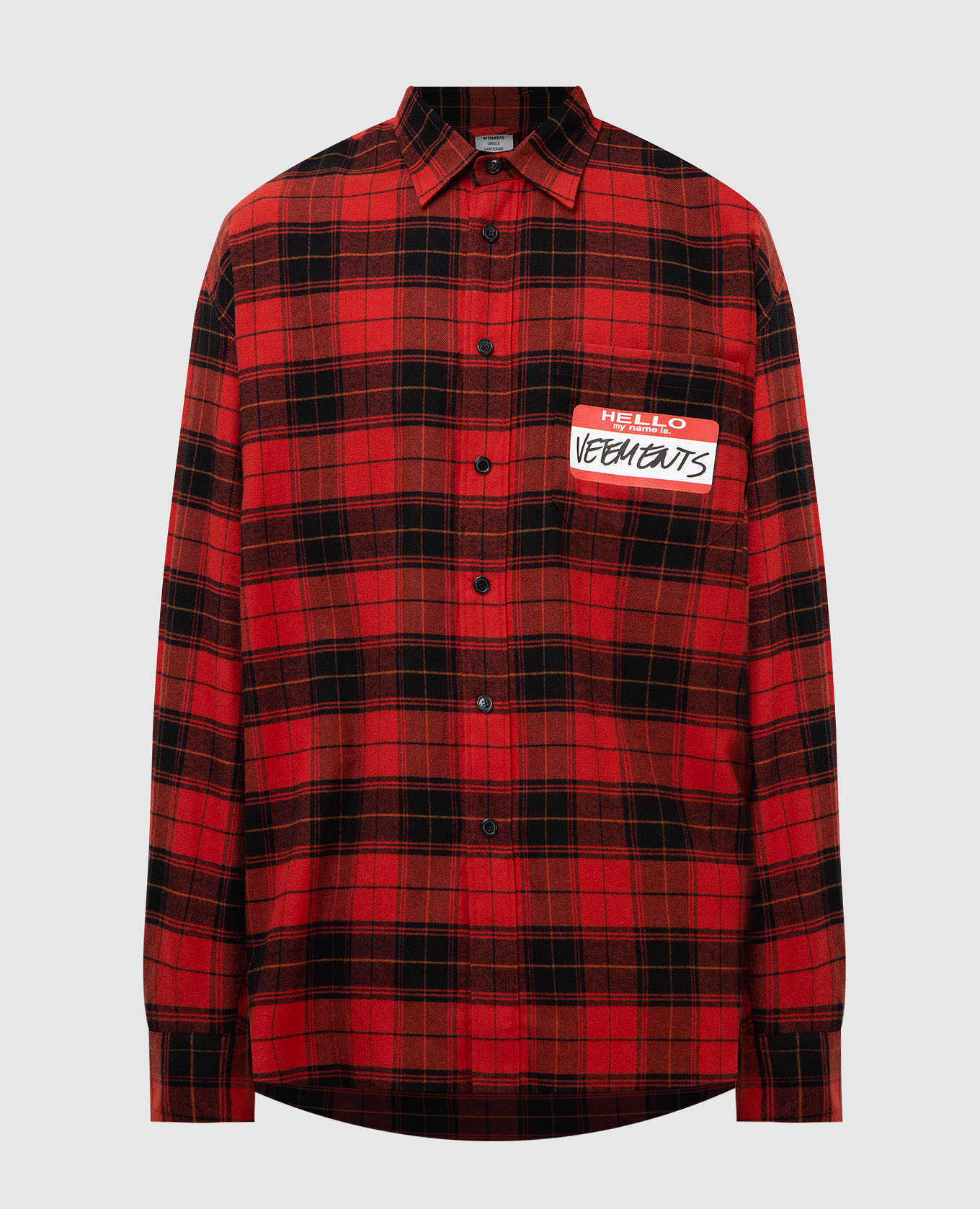 

Рубашка в клетку с принтом My Name Is Vetements, Красный, Рубашки