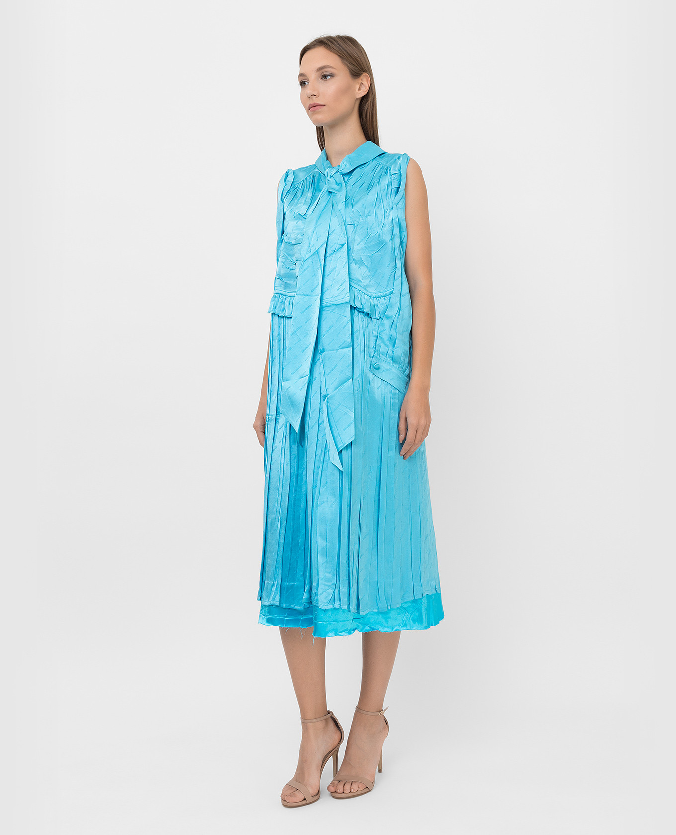 Balenciaga Шелковое платье в монохромный узор 663023TKN02 изображение 3