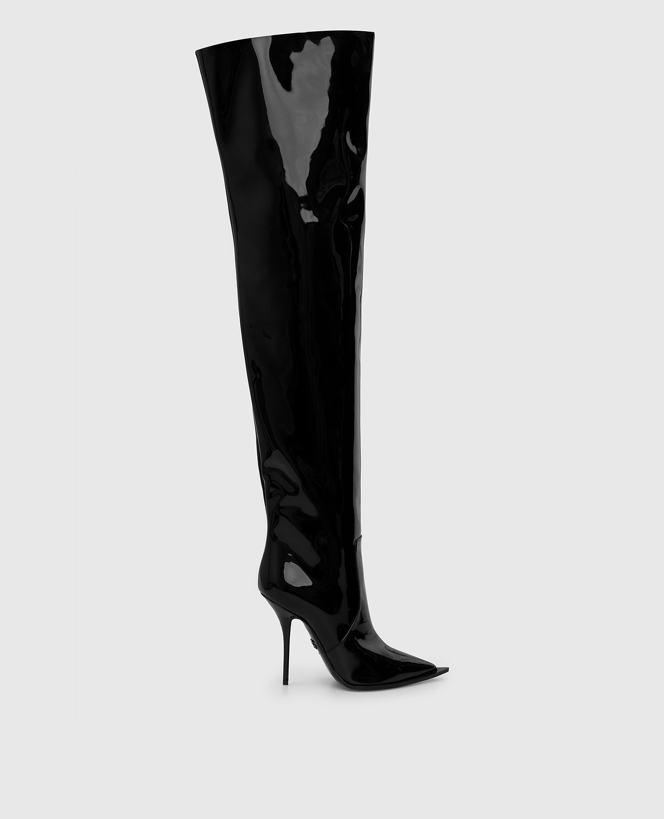 Черные кожаные лаковые ботфорты Dolce&Gabbana