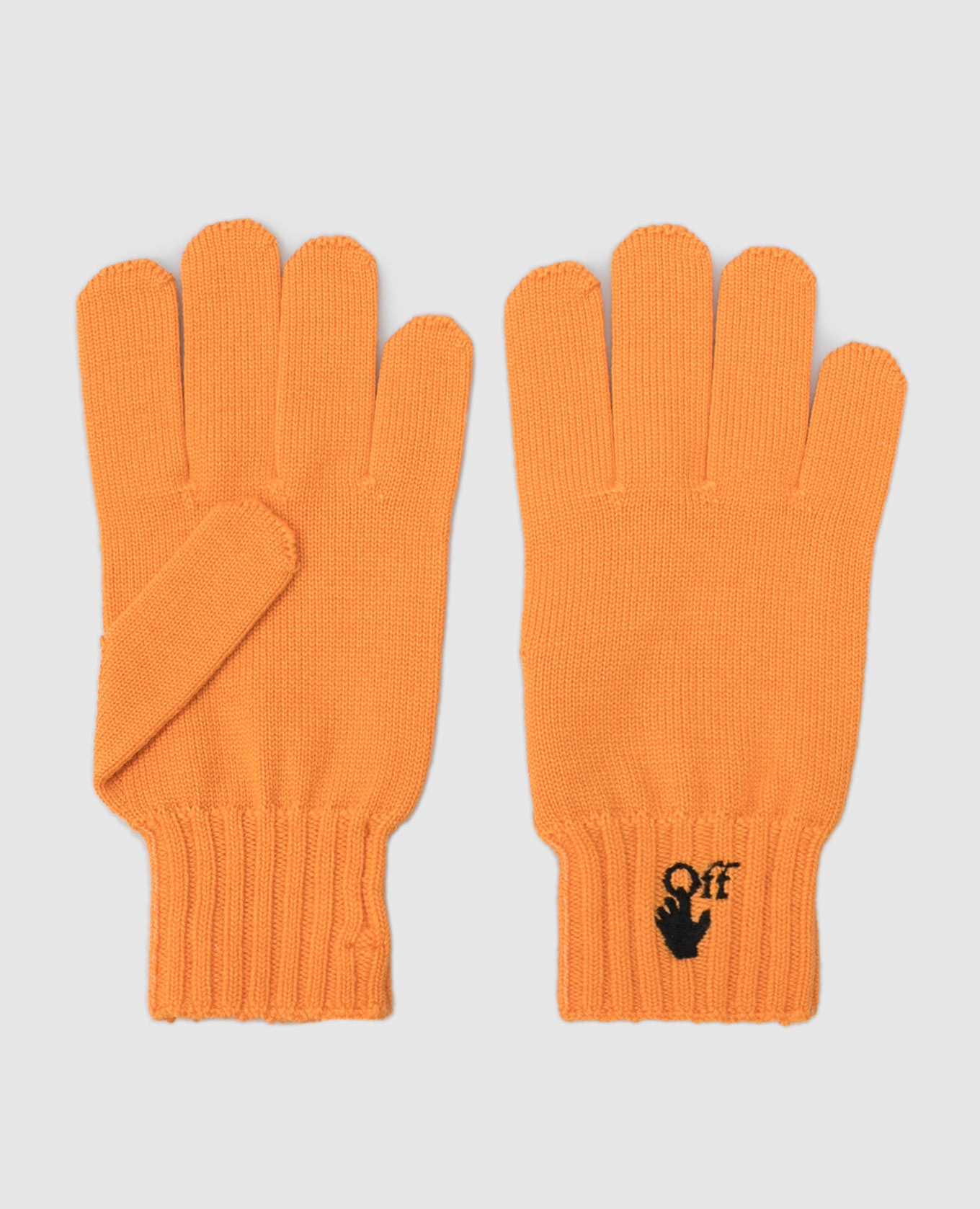 Оранжевые перчатки из шерсти с вышивкой логотипа