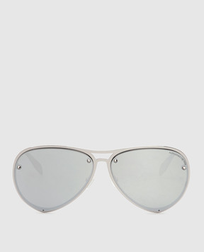 Alexander McQueen Сріблясті сонцезахисні окуляри-авіатори AM0102S30001835