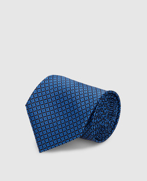 Stefano Ricci Темно-синий шелковый галстук в узор CH41025