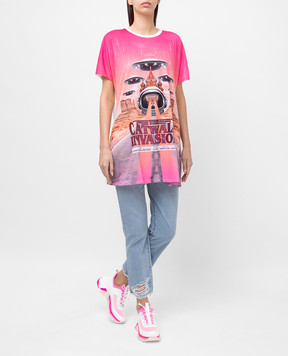 Twinset Подовжена футболка oversize з принтом і кристалами 211MT219A