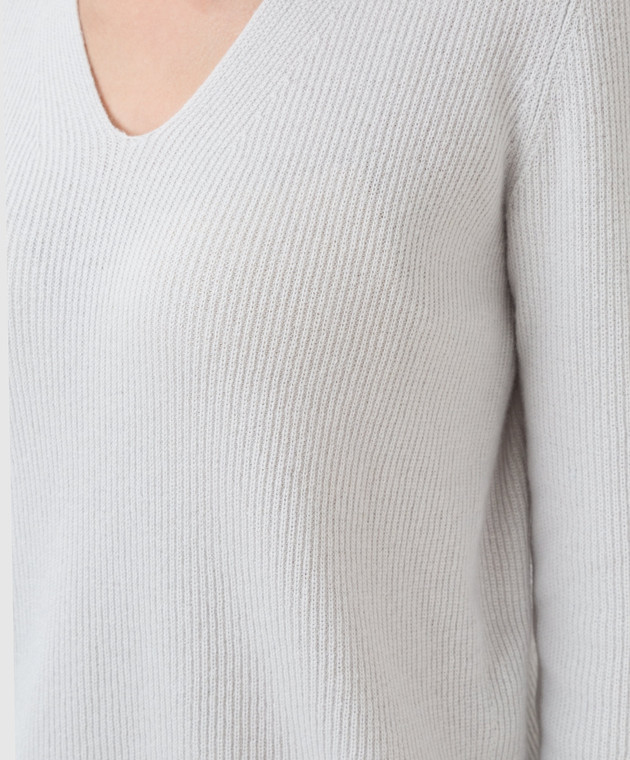 ANNECLAIRE Светло-серый пуловер из шерсти, шелка и кашемира A8045262 изображение 5