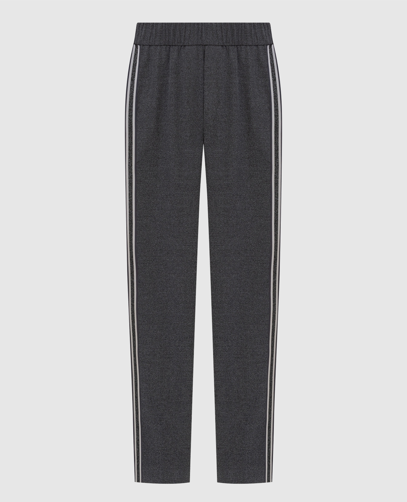 

Темно-серые брюки с лампасами, Серый, Прямые брюки