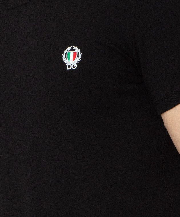 Dolce&Gabbana Черная футболка с вышивкой эмблемы M8C03JFUECG изображение 5