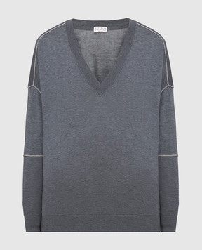 Brunello Cucinelli Темно-сірий пуловер M8Z839102