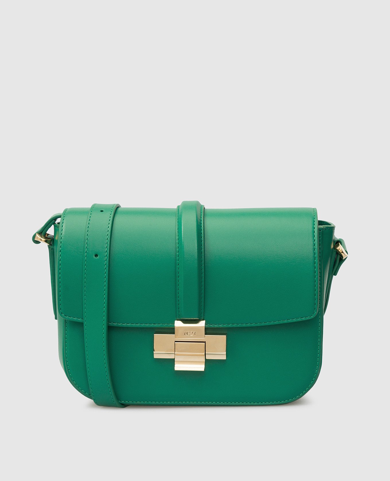 Зеленая кожаная сумка-мессенджер